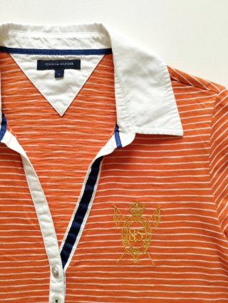 Polo rayas Tommy Hilfiger naranja y blanco
