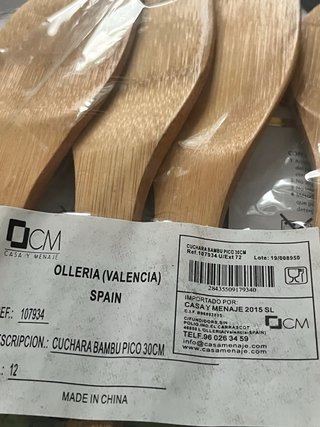Lote 12 Cucharas Bambú CM 30cm