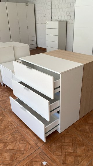 Cajonera 3 Cajones Madera y Blanco