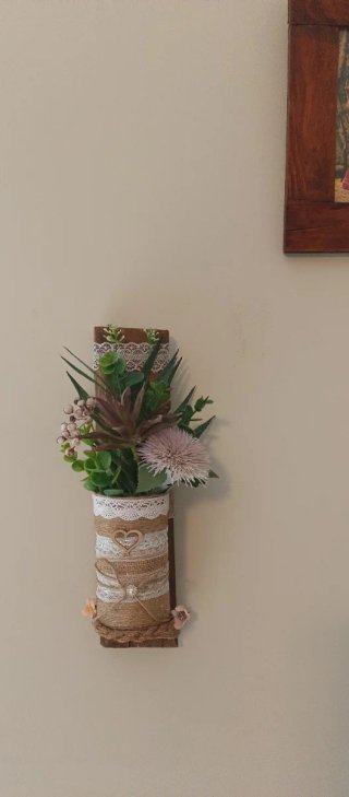 Maceta Decorada Yute y Flores