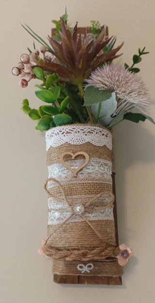 Maceta Decorada Yute y Flores