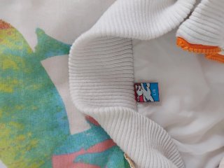 Abrigo vintage El Niño blanco y naranja