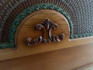 Cabezal Cama Matrimonio Ratán y Madera
