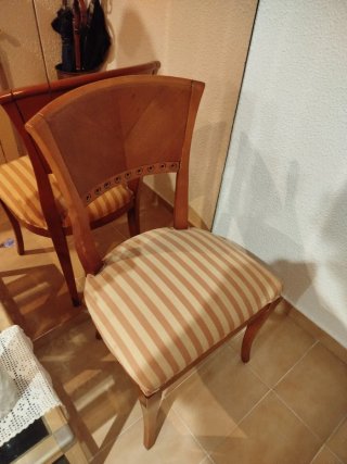 4 Sillas Comedor Madera Roble Tapizadas
