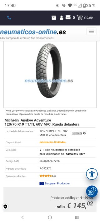 Neumático Michelín Moto en buen estado