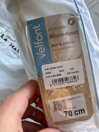 2 Almohadas Velfont Plumón y Pluma