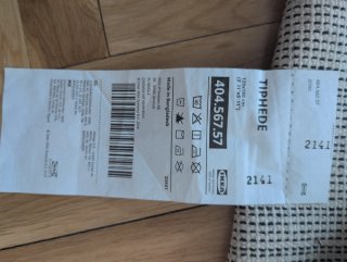 Alfombra beige y gris de tela y yute ikea