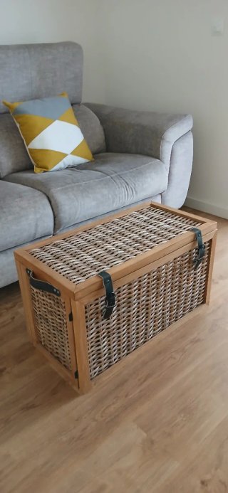 Baúl trenzado madera y mimbre