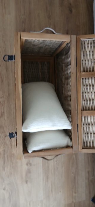 Baúl trenzado madera y mimbre