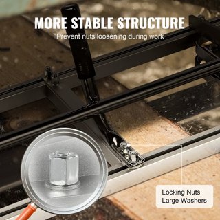 Sierra de cinta portátil 35.6cm-91.4cm Barra guía de acero galvanizado, planking de motosierra 0.5cm-30cm de grosor, sierra de corte transversal de madera para constructores y carpinteros, plata