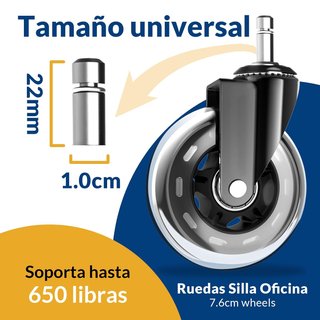 Ruedas silla oficina deslizamiento silencio