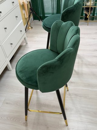 2 Sillas de Barra Terciopelo Verde