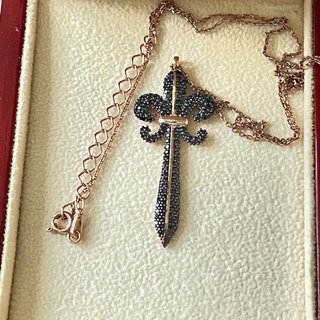 Collar Espada Plata 925 Zirconia Negra