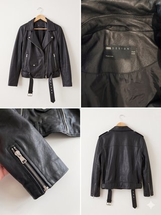Chaqueta Piel Genuina ASOS Negra XXL Chupa Cuero