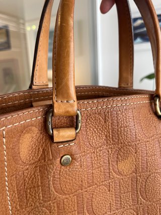 Bolso Carolina Herrera Marrón Cuero Logo CH