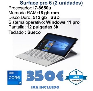 2x Surface Pro 6 i7 16GB RAM 512GB SSD