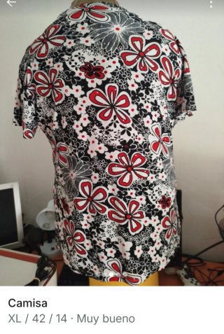 Camisa Estampada Flores Roja y Blanca Talla XL