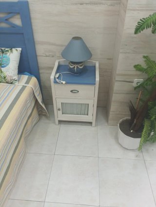 Dormitorio completo azul y blanco