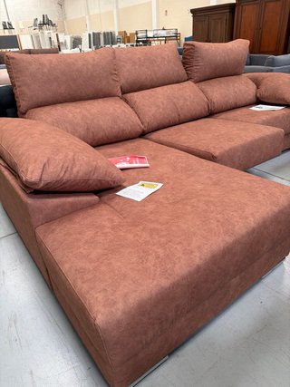Sofá Chaise Longue Marrón/Rosa
