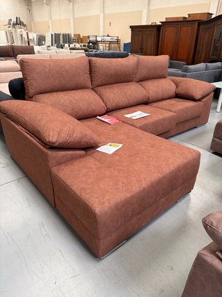 Sofá Chaise Longue Marrón/Rosa