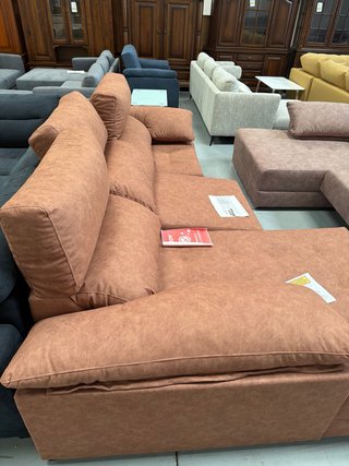Sofá Chaise Longue Marrón/Rosa