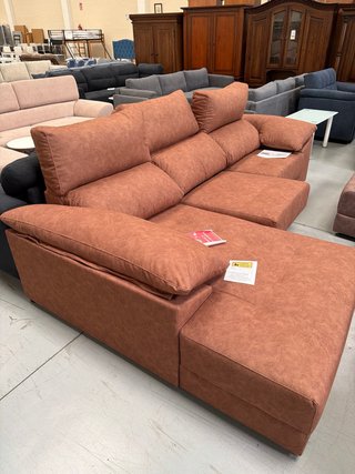 Sofá Chaise Longue Marrón/Rosa