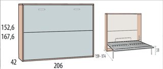 CAMA ABATIBLE MATRIMONIO 135×190 horizontal WIN |