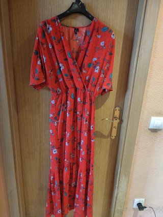 Vestido largo estampado floral manga corta
