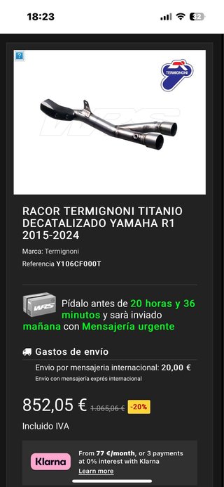 Supresor Termignoni de Titanio Yamaha R1/MT-10