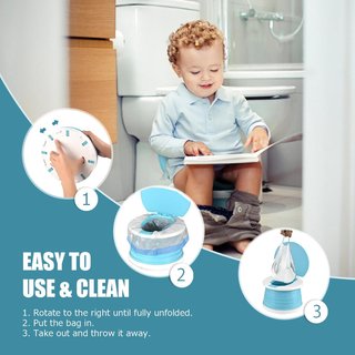 Orinal portátil plegable niños viaje azul
