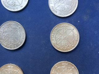 6 Monedas 100 Pesetas Franco Plata