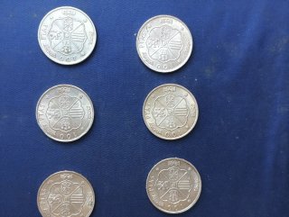 6 Monedas 100 Pesetas Franco Plata