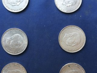 6 Monedas 100 Pesetas Franco Plata