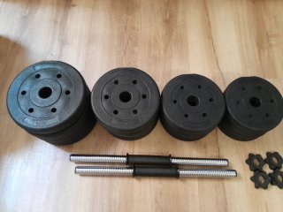 Mancuernas ajustables(15kg cada una) 30kg en disco