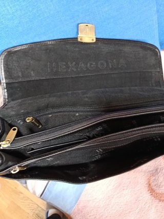 Maletín Hexagona de cuero negro