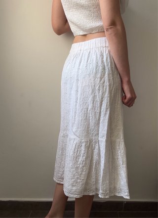 Falda Larga Blanca Mango Talla S