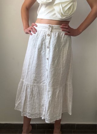 Falda Larga Blanca Mango Talla S