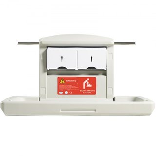 Estación de Cambio de Bebé Montada en la Pared, Mesa de Cambio de Pañales Plegable Horizontal con Correas de Seguridad y Varillas Colgantes, Uso en Baños Comerciales, Centros de Cuidado Infantil p...