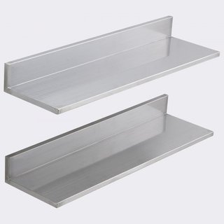 Estante de Acero Inoxidable de 21.8 x 61 cm, Estantería Flotante Montada en la Pared con Respaldo, Estantes Comerciales de 20 kg de Capacidad de Carga, Estante de Almacenamiento de Alta Resistenci...