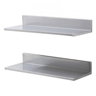 Estante de Acero Inoxidable de 21.8 x 61 cm, Estantería Flotante Montada en la Pared con Respaldo, Estantes Comerciales de 20 kg de Capacidad de Carga, Estante de Almacenamiento de Alta Resistenci...