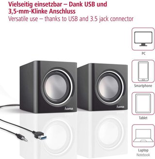 Hama altavoces usb estéreo portátil compacto