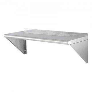 Estante de Acero Inoxidable de 30.5 x 91.4 cm, Estantería Flotante Montada en la Pared con Soportes, Capacidad de Carga de 113.4 kg, Estantes Comerciales, Estante de Almacenamiento de Alta Resiste...