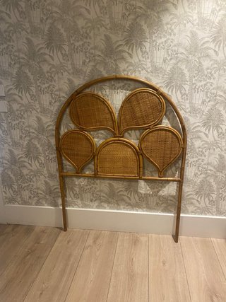 Cabecero de bambú y mimbre vintage