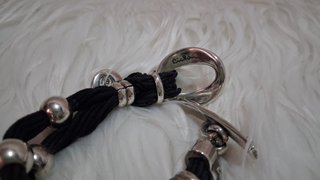Pulsera Ciclón de cuero y bañada en plata