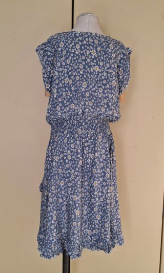 Abito corto stampa margherita blu