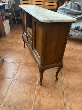 Mueble antiguo madera y mármol