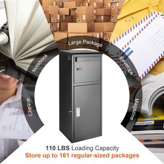 Cajas de Entrega de Paquetes para Exterior 41.1x40.1x111.8 cm, Caja de Entrega de Paquetes de Acero Galvanizado con Cerradura Codificada, Baffle Antirrobo Removible, Caja de Entrega de Paquetes IP...