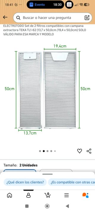 Filtros campana TEKA usados se regalan