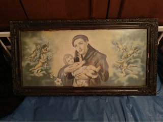Cuadro antiguo San Antonio con Niño Jesús