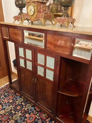Mueble de entrada madera y mármol